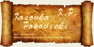 Kosovka Popovicki vizit kartica